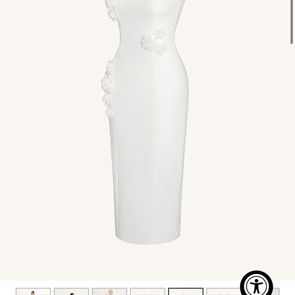 JW PEI Cream Midi Dress with 3D Floral Appliqués - Picture 4 of 9